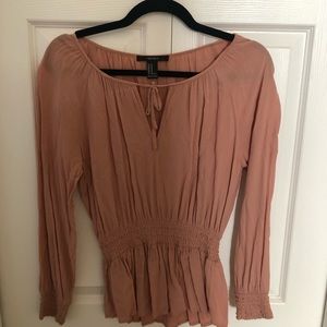 FOREVER 21 Pink Tie Blouse